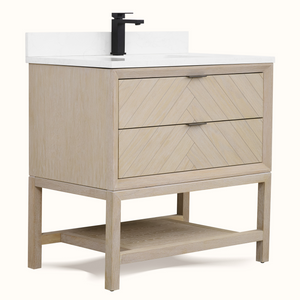 Legion Furniture 36" VANITY WHITEWASHED OAK FINISH WITH 1" THICK WHITE ARTIFICIAL STONE WH2736-WO-KD