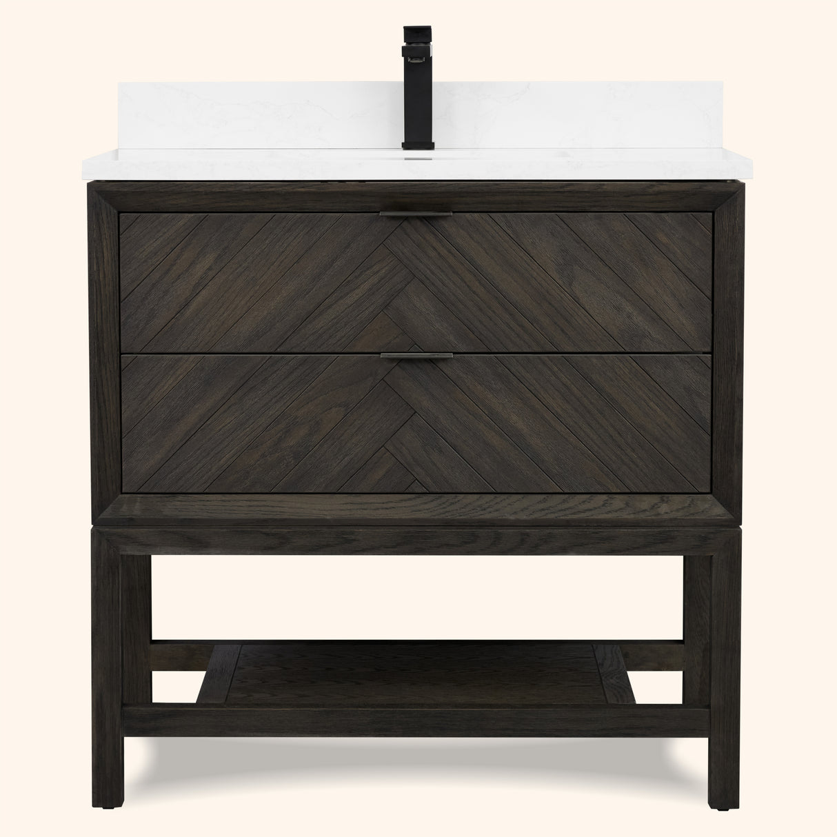 Legion Furniture 36" VANITY BROWN OAK FINISH WITH 1" THICK WHITE ARTIFICIAL STONE WH2736-BO-KD