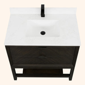 Legion Furniture 36" VANITY BROWN OAK FINISH WITH 1" THICK WHITE ARTIFICIAL STONE WH2736-BO-KD