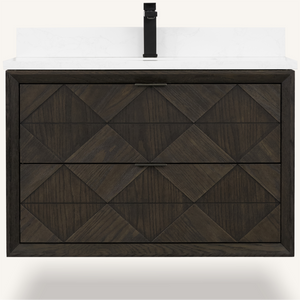 Legion Furniture 36" VANITY BROWN OAK FINISH WITH 1" THICK WHITE ARTIFICIAL STONE WH2836-BO
