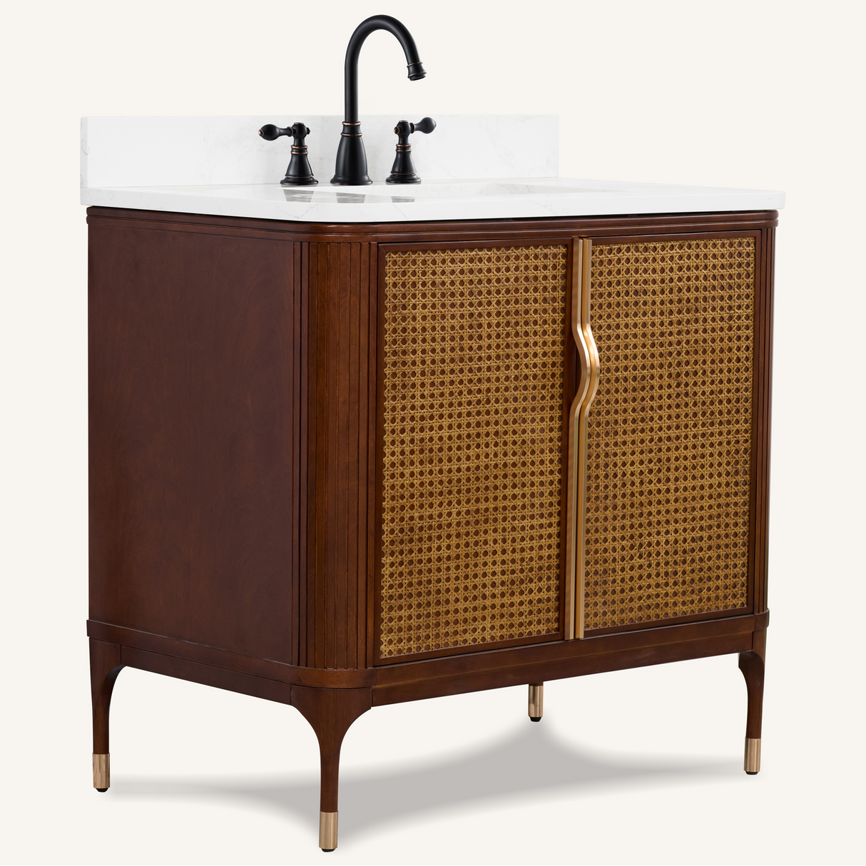 Legion Furniture 36" VANITY BROWN BIRCH FINISH WITH 1" THICK WHITE ARTIFICIAL STONE WH2936-BB-KD