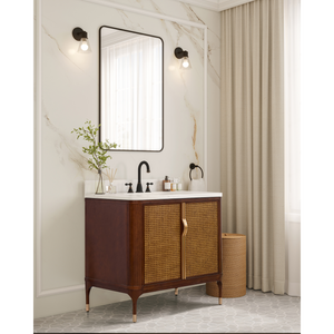 Legion Furniture 36" VANITY BROWN BIRCH FINISH WITH 1" THICK WHITE ARTIFICIAL STONE WH2936-BB-KD