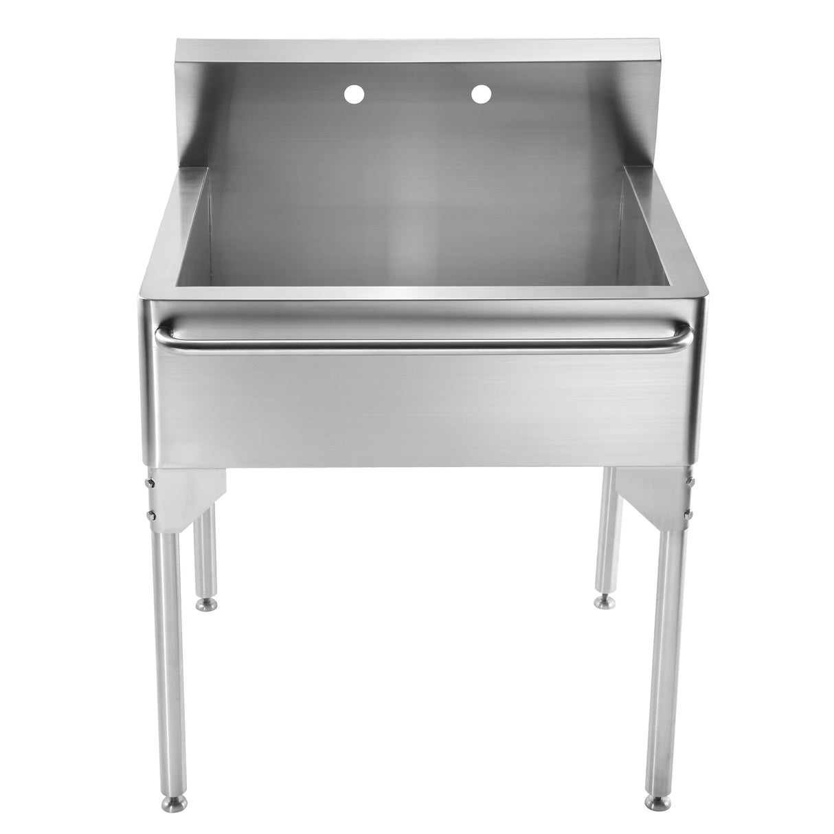 Pearlhaus Brushed Stainless Steel Single Bowl Commerical Freestanding Utility Sink with Towel Bar