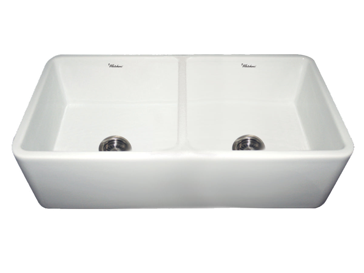 Farmhaus Fireclay Duet Series Reversible Sink with Smooth Front Apron