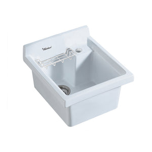 Vitreous China Single Bowl, Drop-in Sink with Wire Basket and 3 ½ Inch Off Center Drain