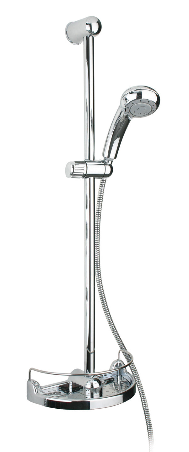 Metrohaus Shower Set Includes Slidebar, Hand Held Shower, Hose and Accessories Basket