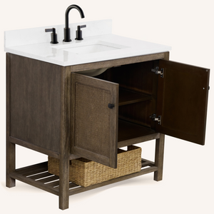 Legion Furniture 36" VANITY WITH 1" THICK WHITE ARTIFICIAL STONE WH5136-BR-WITH ACW TOP