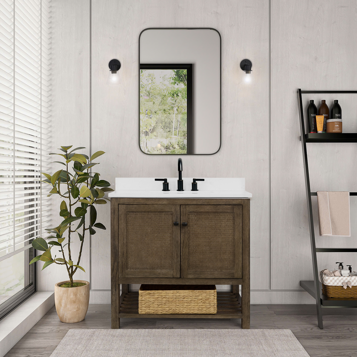 Legion Furniture 36" VANITY WITH 1" THICK WHITE ARTIFICIAL STONE WH5136-BR-WITH ACW TOP