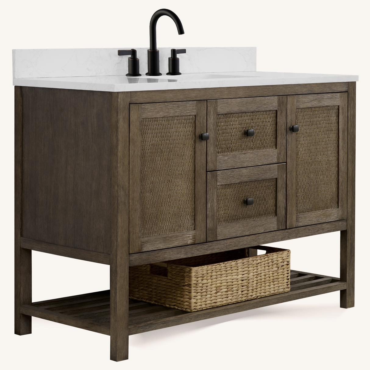 Legion Furniture 48" VANITY WITH 1" THICK WHITE ARTIFICIAL STONE WH5148-BR-WITH ACW TOP