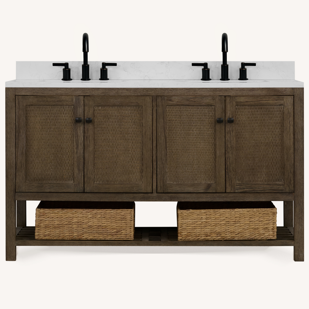 Legion Furniture 60" VANITY WITH 1" THICK WHITE ARTIFICIAL STONE WH5160-BR-WITH ACW TOP