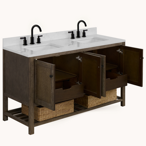 Legion Furniture 60" VANITY WITH 1" THICK WHITE ARTIFICIAL STONE WH5160-BR-WITH ACW TOP