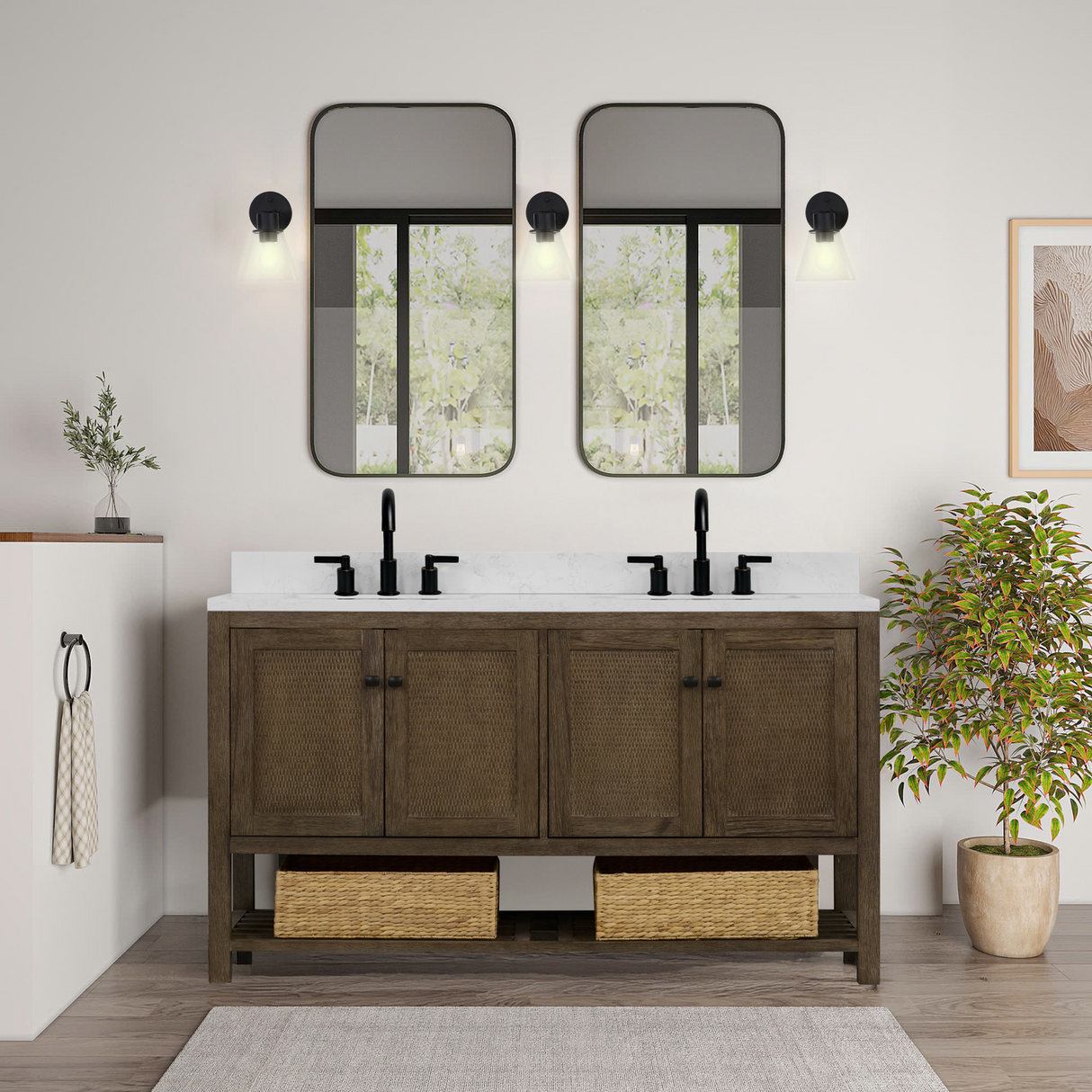 Legion Furniture 60" VANITY WITH 1" THICK WHITE ARTIFICIAL STONE WH5160-BR-WITH ACW TOP