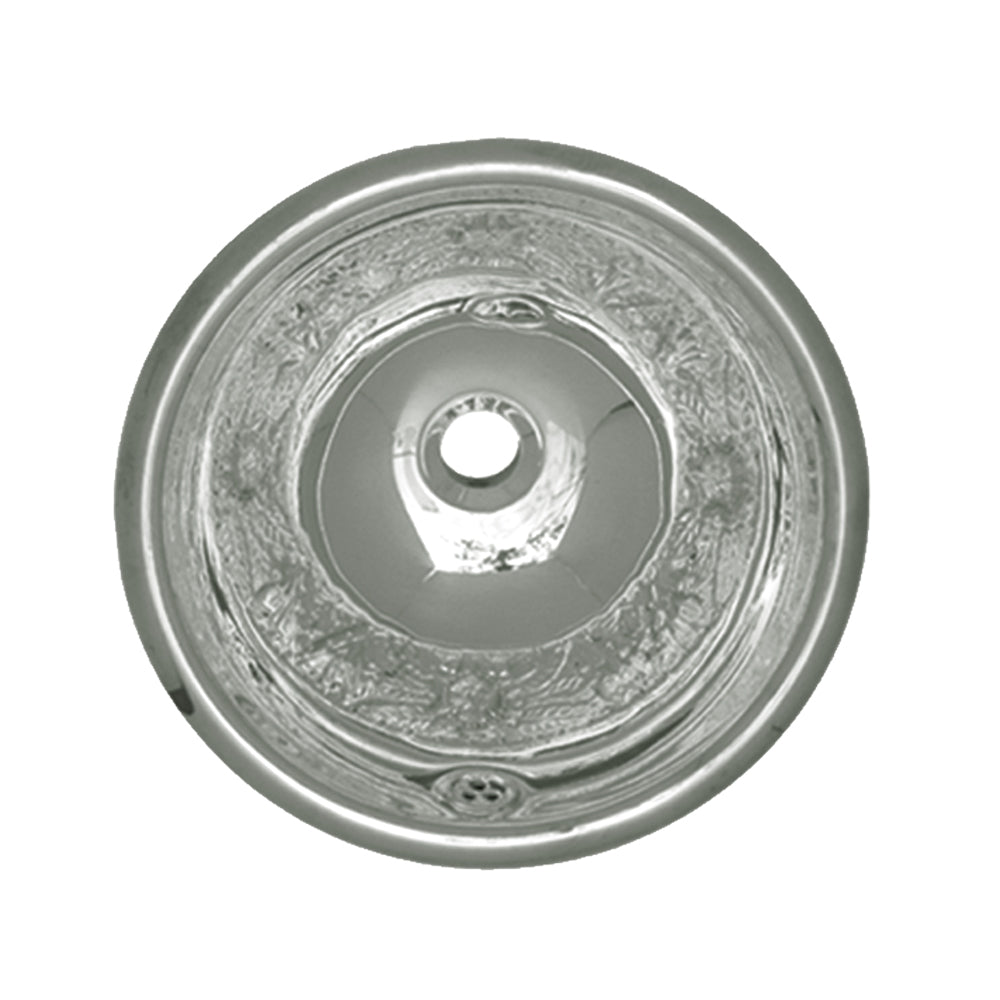 Decorative Round Floral Pattern Drop-in Basin with Overflow and a  1 1/4" Center Drain