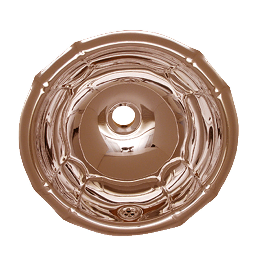 Decorative Round Fluted Design Drop-in Basin with Overflow and a 1 1/4" Center Drain