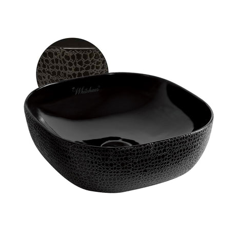 Isabella Plus Collection Square Above Mount Basin with an Embossed Exterior, Smooth Interior, and Center Drain