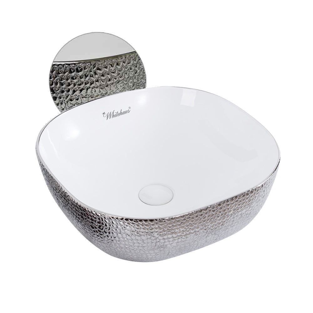 Isabella Plus Collection Square Above Mount Basin with an Embossed Exterior, Smooth Interior, and Center Drain