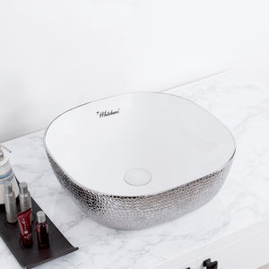 Isabella Plus Collection Square Above Mount Basin with an Embossed Exterior, Smooth Interior, and Center Drain