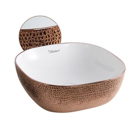 Isabella Plus Collection Square Above Mount Basin with an Embossed Exterior, Smooth Interior, and Center Drain