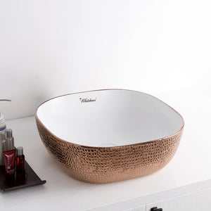 Isabella Plus Collection Square Above Mount Basin with an Embossed Exterior, Smooth Interior, and Center Drain