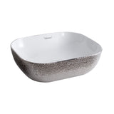 Isabella Plus Collection Rectangular Above Mount Basin with an Embossed  Exterior, Smooth Interior, and Center Drain