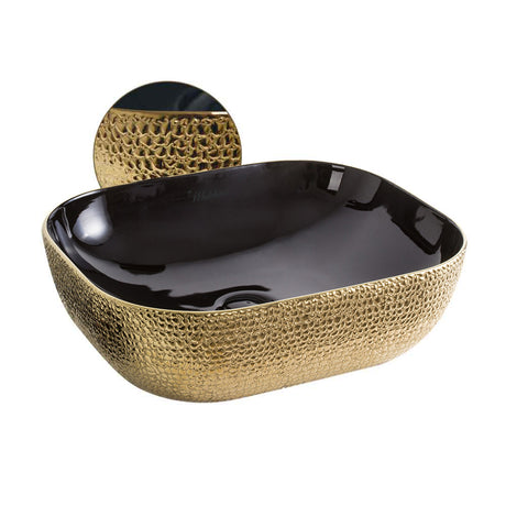 Isabella Plus Collection Rectangular Above Mount Basin with an Embossed Exterior, Smooth Interior, and Center Drain