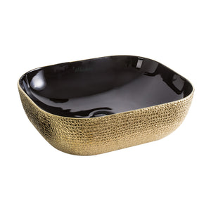 Isabella Plus Collection Rectangular Above Mount Basin with an Embossed Exterior, Smooth Interior, and Center Drain