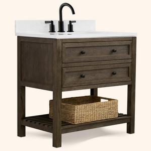 Legion Furniture 36" VANITY WITH 1" THICK WHITE ARTIFICIAL STONE WH8036-BR-WITH ACW TOP