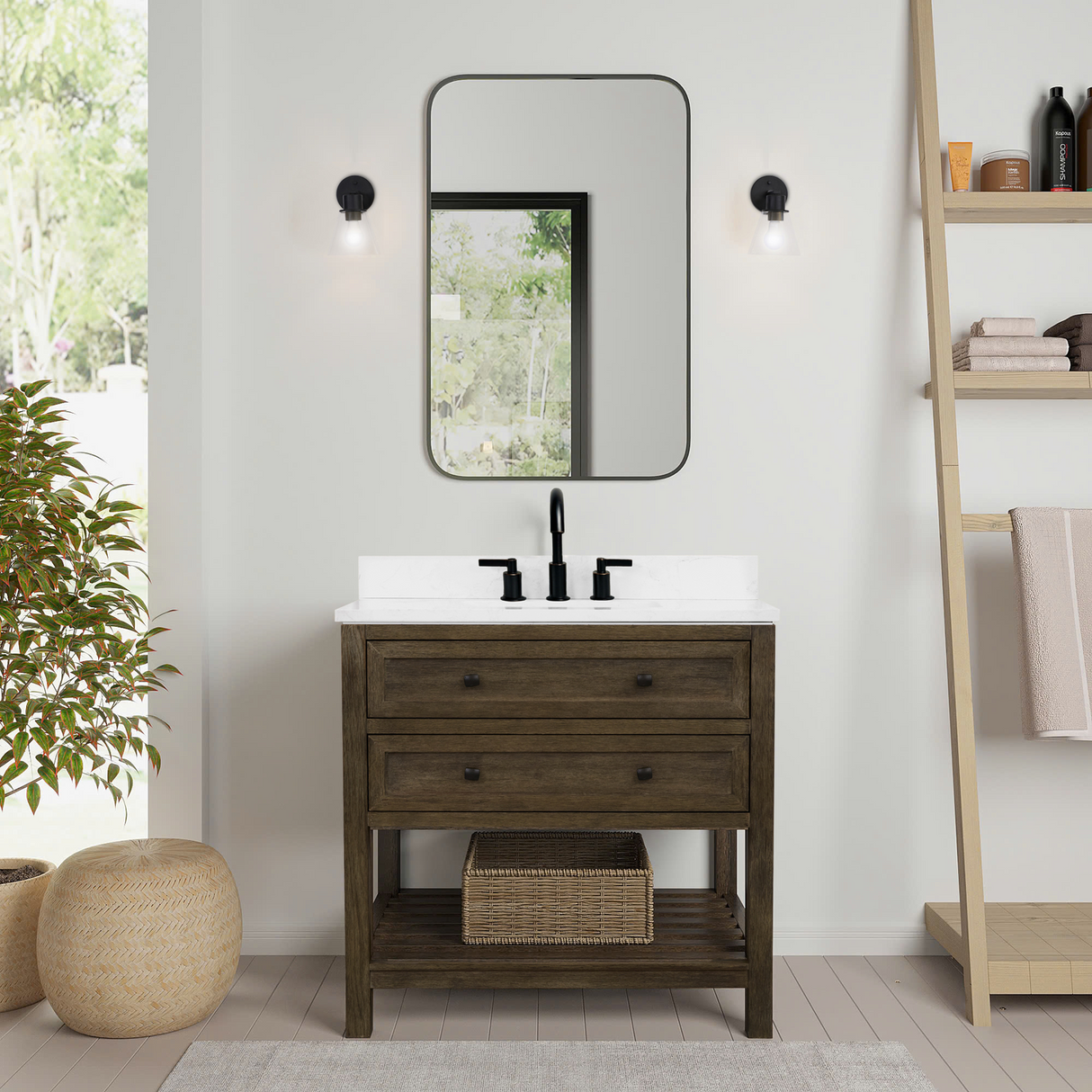 Legion Furniture 36" VANITY WITH 1" THICK WHITE ARTIFICIAL STONE WH8036-BR-WITH ACW TOP