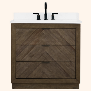Legion Furniture 36" VANITY WITH 1" THICK WHITE ARTIFICIAL STONE WH8536-WITH ACW TOP