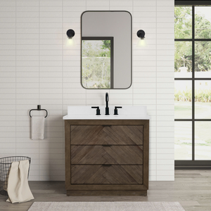 Legion Furniture 36" VANITY WITH 1" THICK WHITE ARTIFICIAL STONE WH8536-WITH ACW TOP
