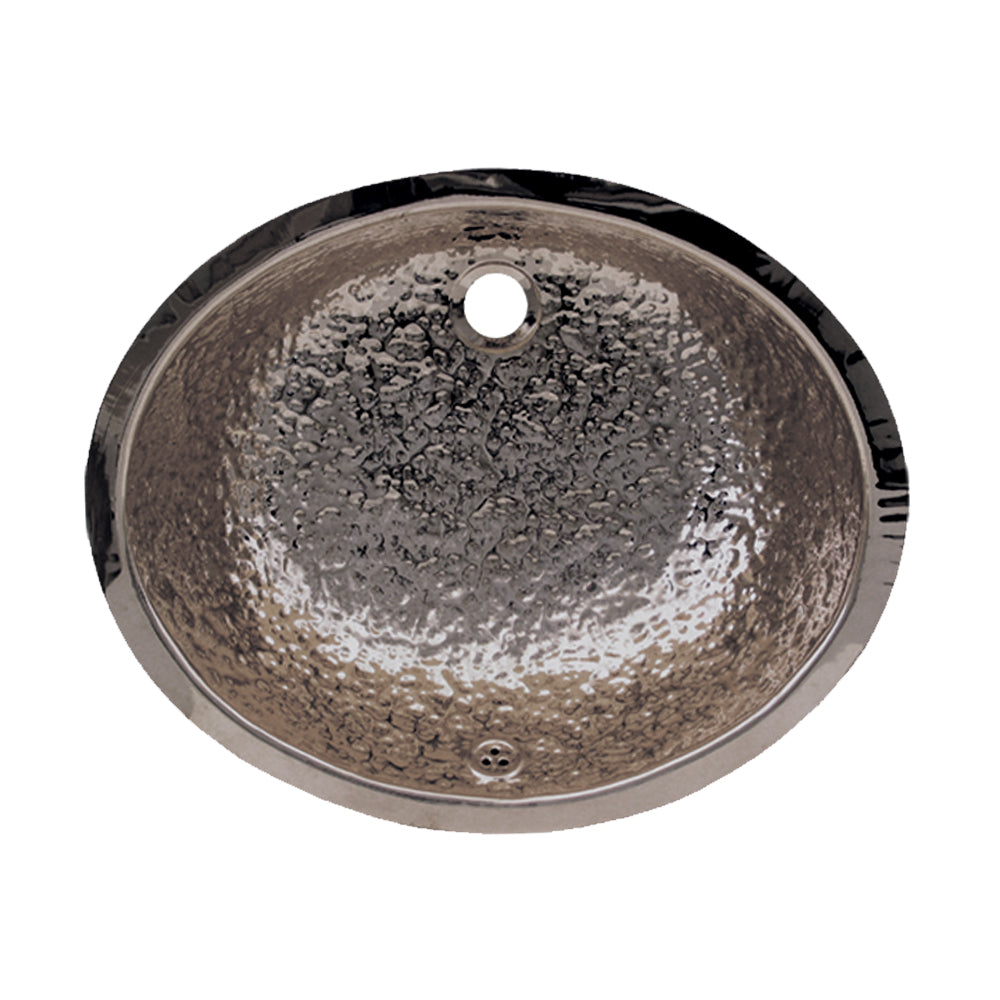 Decorative Oval Hammered Textured Undermount Basin with Overflow and a 1 1/4" Rear Center Drain
