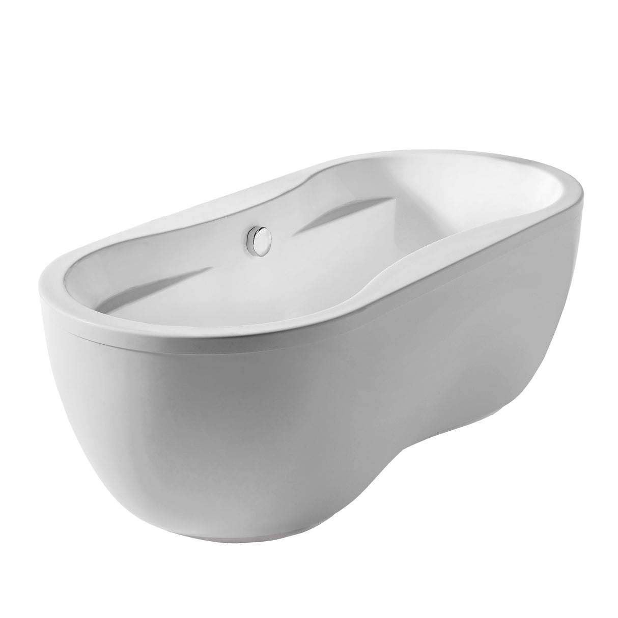 Bathhaus Oval Double Ended Dual Armrest Freestanding Lucite Acrylic Bathtub with a Chrome Mechanical Pop-up Waste and a Chrome Center Drain with Internal Overflow