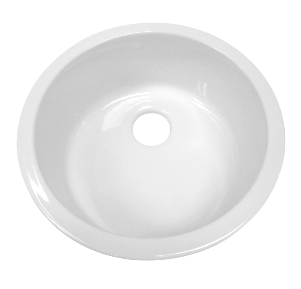 Elementhaus Fireclay Circular Drop In/Undermount Sink with 3 ½"  Rear Center Drain