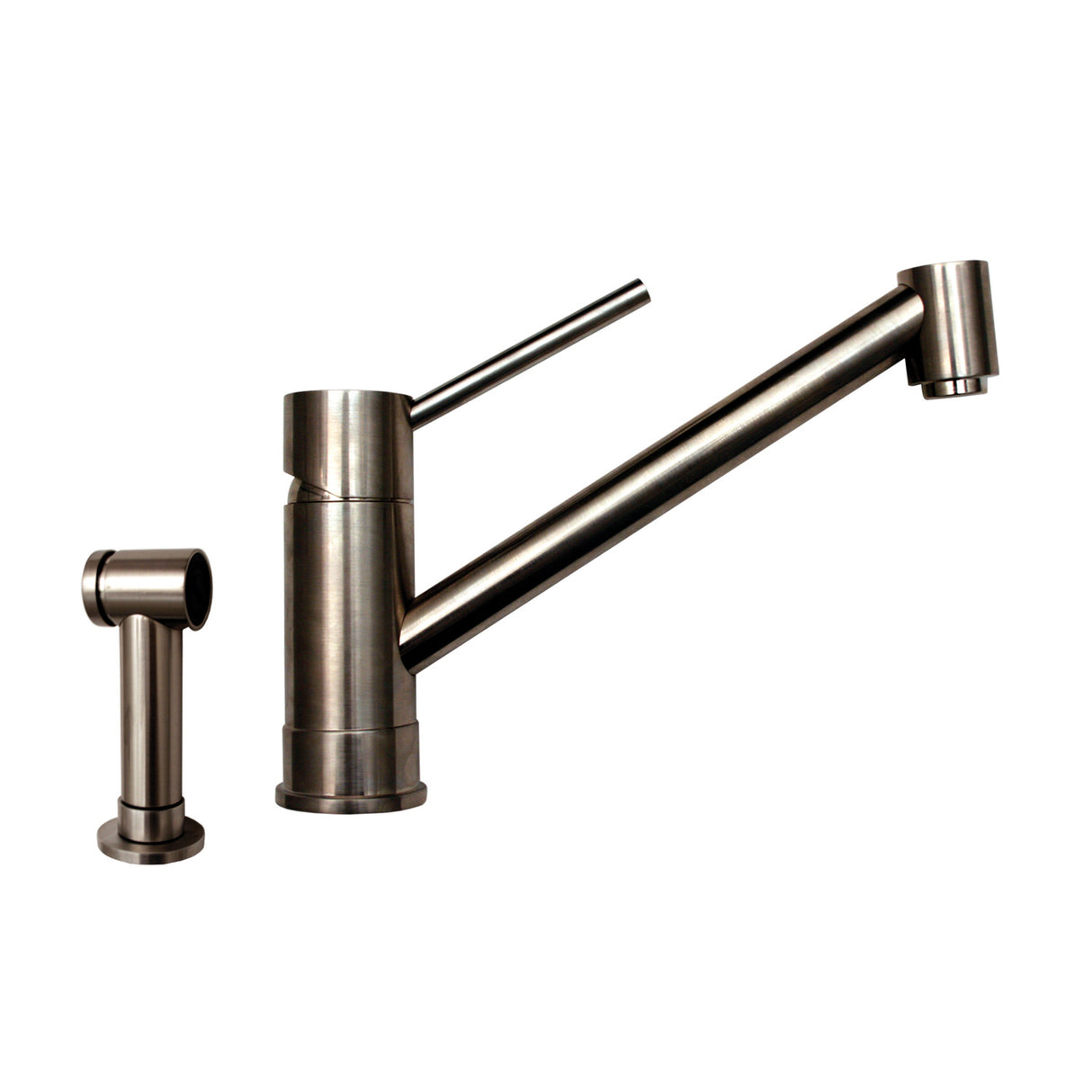 FX Navigator Stainless Steel Single Extended Lever Handle Faucet with Matching Solid Stainless Steel Side Spray