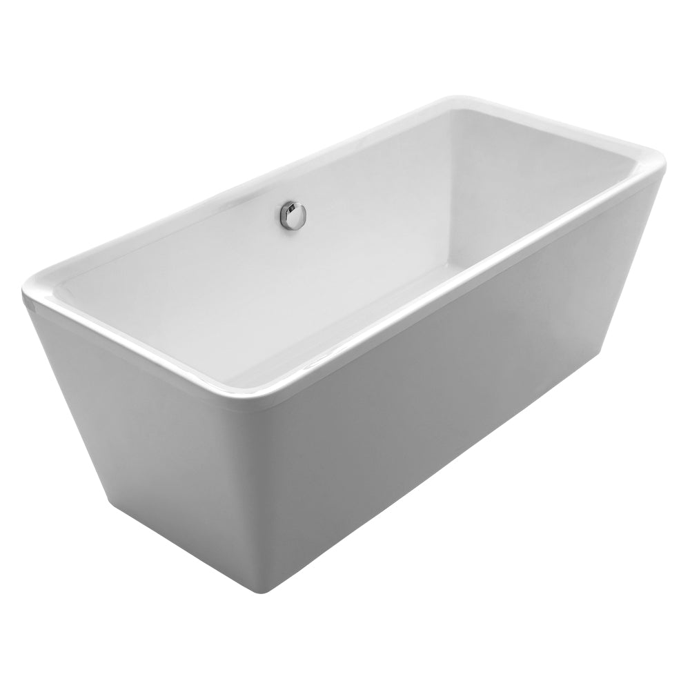 Bathhaus Cubic Style Freestanding Double Ended Lucite Acrylic Bathtub with a chrome mechanical pop-up waste and a chrome center drain with internal overflow