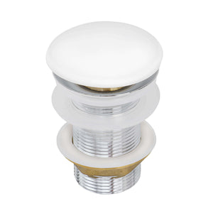 Ruvati White Ceramic Top Push Pop-up Drain for Bathroom Sinks without Overflow- RVA5102WH