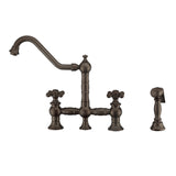 Vintage III Plus Bridge Faucet with Long Traditional Swivel Spout, Cross Handles and Solid Brass Side Spray