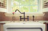 Vintage III Plus Bridge Faucet with Long Traditional Swivel Spout, Cross Handles and Solid Brass Side Spray