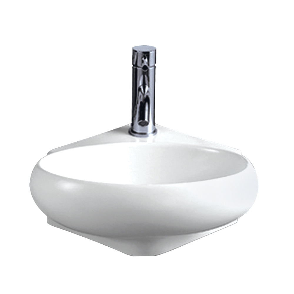 Isabella Collection Oval Corner Wall Mount Basin with Center Drain