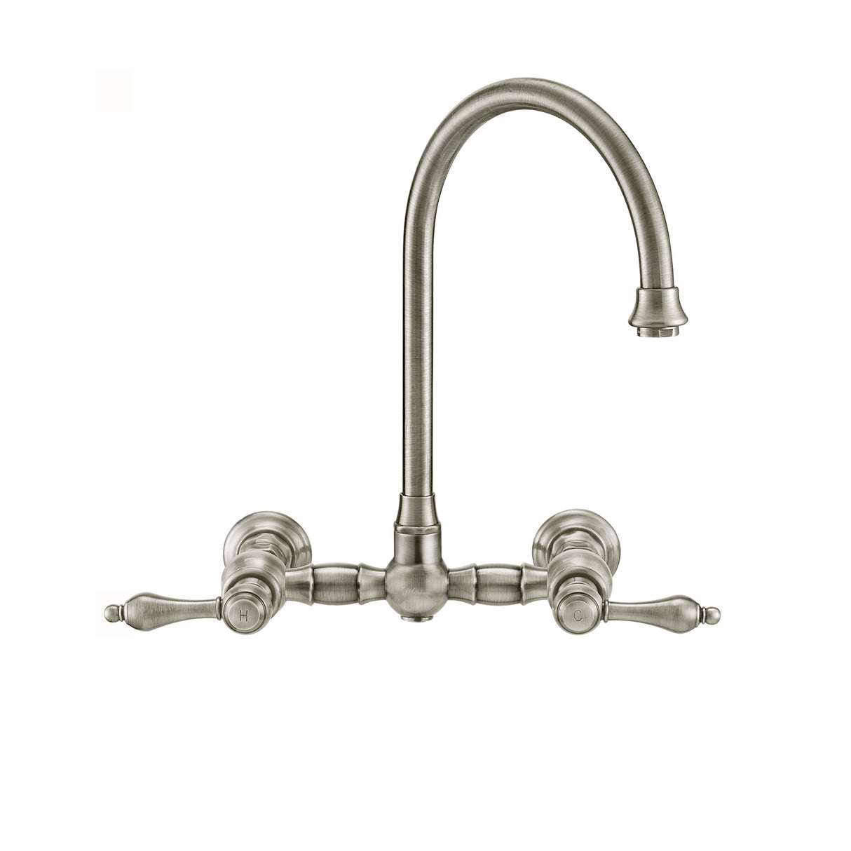 Vintage III Plus Wall Mount Faucet with a  Long Gooseneck Swivel Spout, Lever Handles and Solid Brass Side Spray