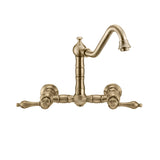 Vintage III Plus Wall Mount Faucet with a  Long Traditional Swivel Spout, Lever Handles and Solid Brass Side Spray