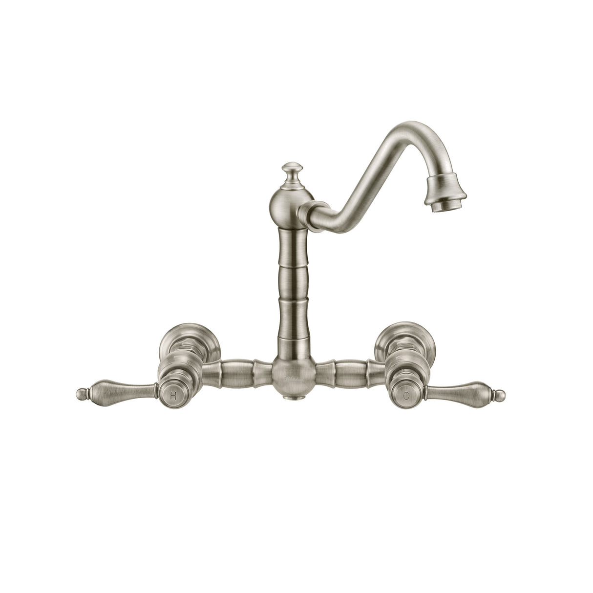 Vintage III Plus Wall Mount Faucet with a  Long Traditional Swivel Spout, Lever Handles and Solid Brass Side Spray