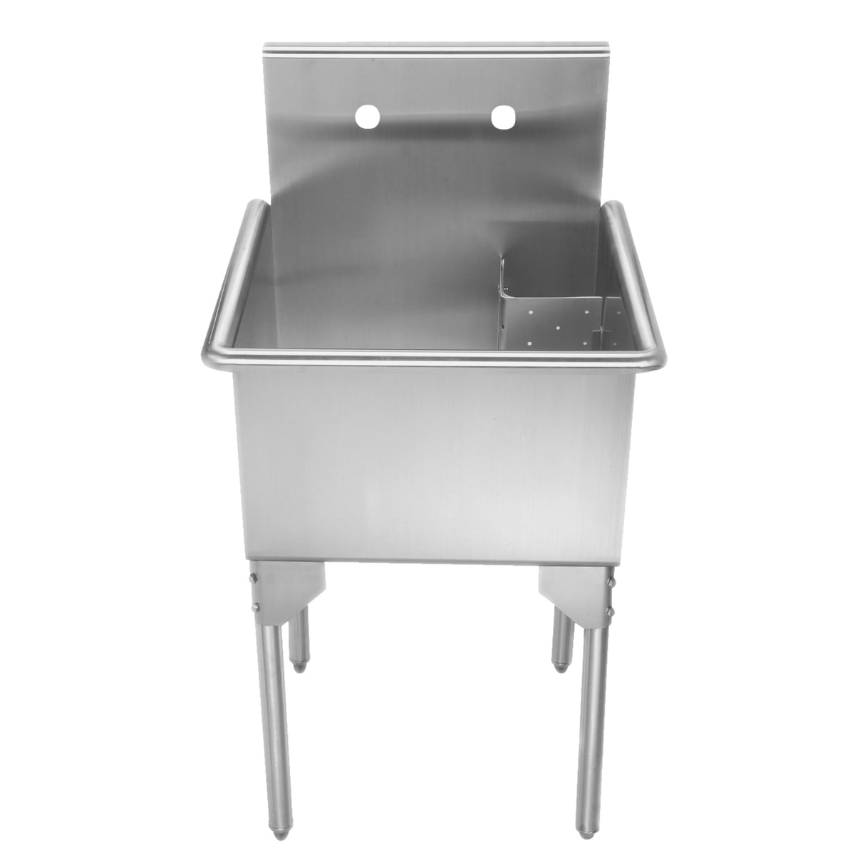 Pearlhaus Brushed Stainless Steel Small Square, Single Bowl Commerical Freestanding Utility Sink