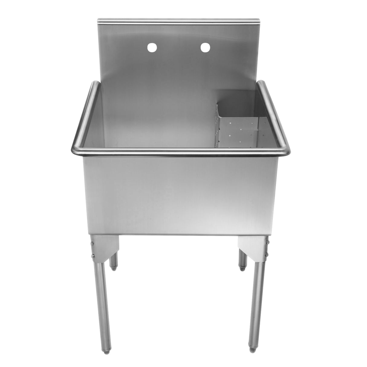 Pearlhaus Brushed Stainless Steel Square, Single Bowl Commerical Freestanding Utility Sink