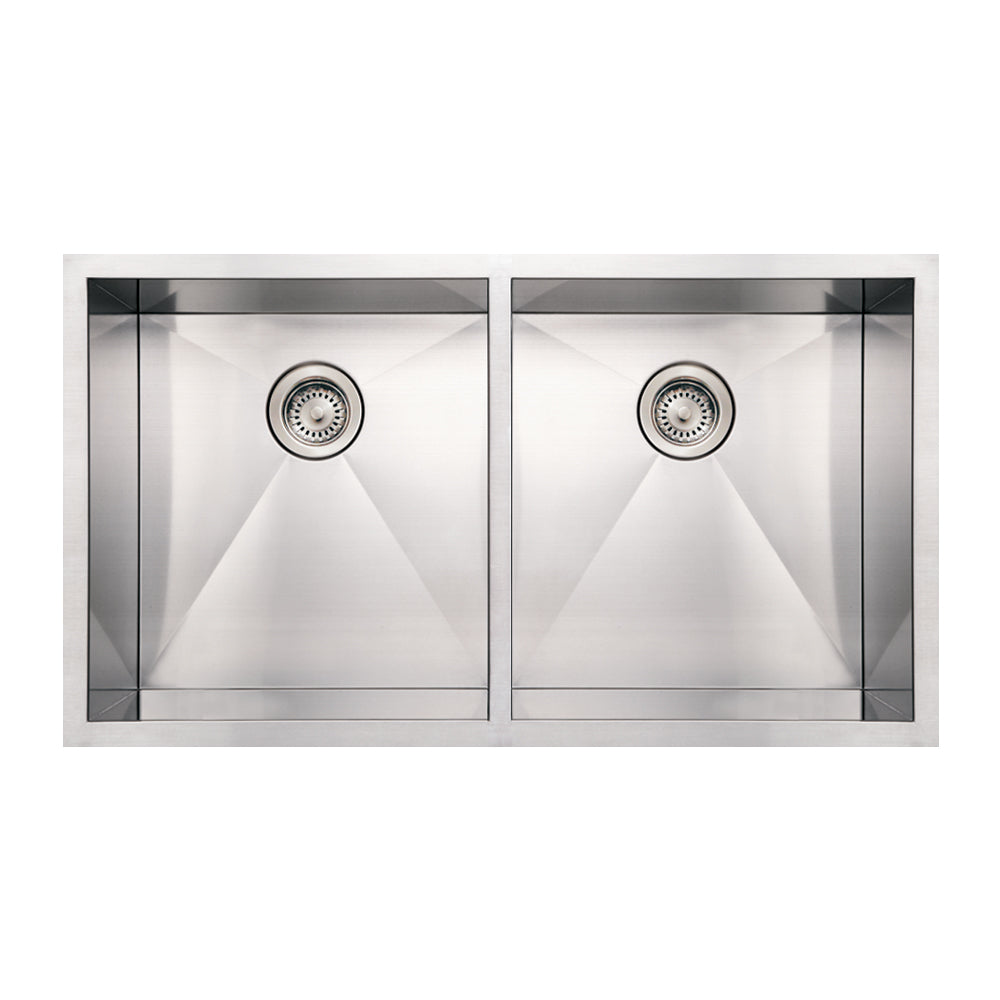 Noah's Collection Brushed Stainless Steel Commercial Double Bowl Undermount Sink