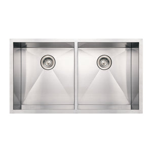 Noah's Collection Brushed Stainless Steel Commercial Double Bowl Undermount Sink