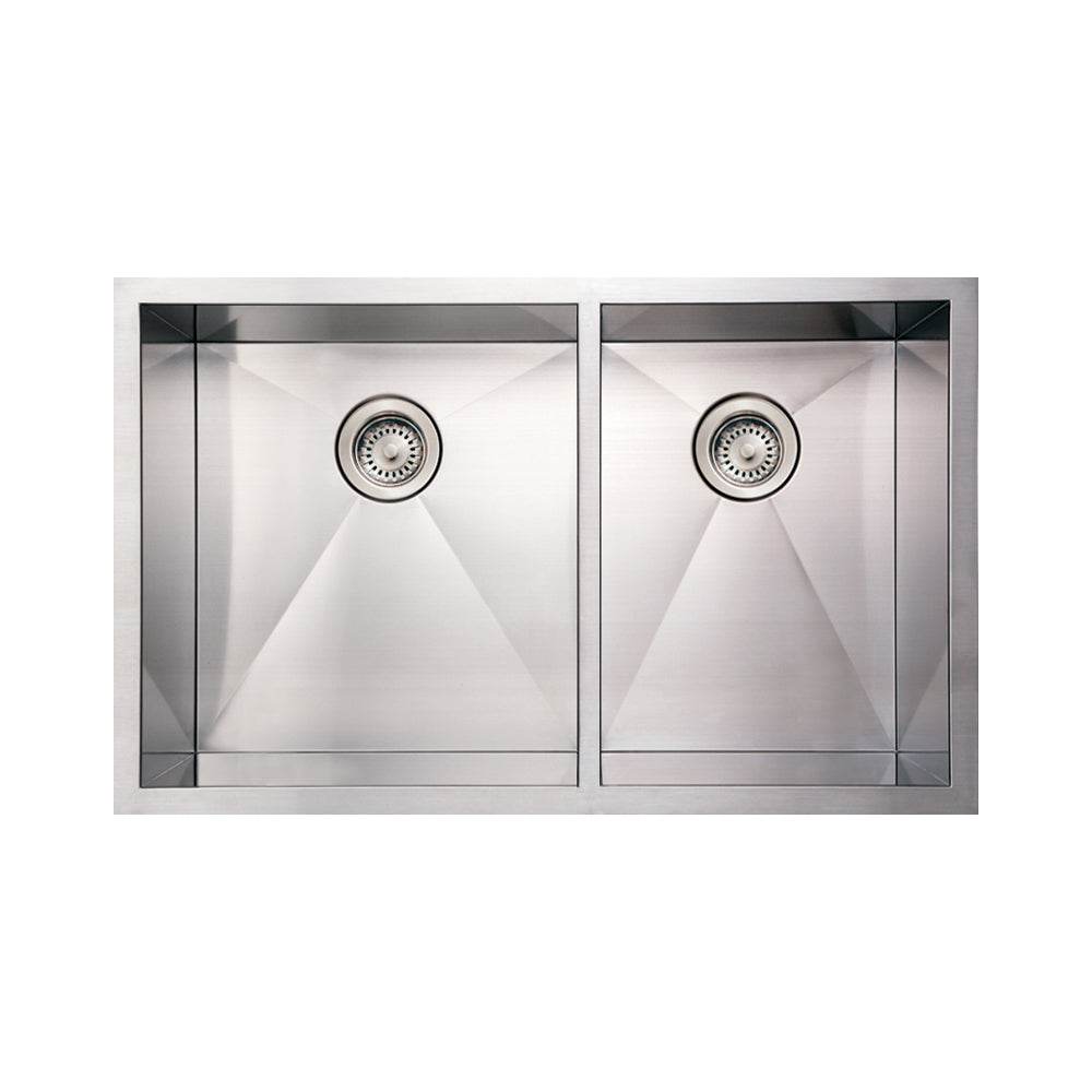 Noah's Collection Brushed Stainless Steel Commercial Double Bowl Undermount Sink