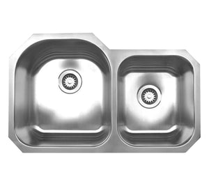Noah's Collection Brushed Stainless Steel Double Bowl Undermount Sink