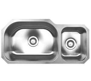 Noah's Collection Brushed Stainless Steel Double Bowl Undermount Sink