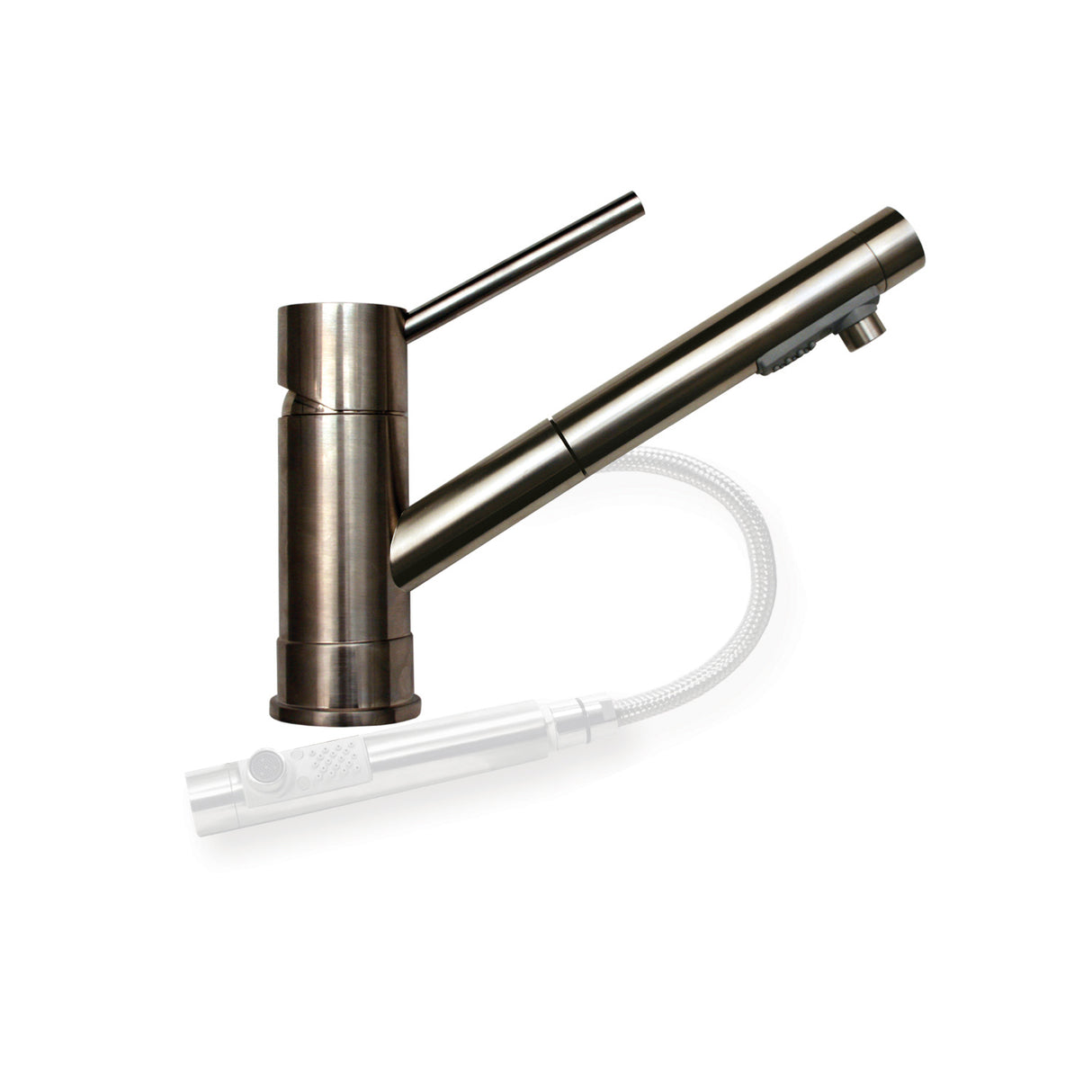 FX Navigator Stainless Steel Single Hole/Single Extended Lever Handle Faucet with Pull-Out Spray Head